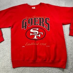 Vintage San‎ Francisco 49ers Nutmeg Mills Sweatshirt Men XL Red 1995 USA